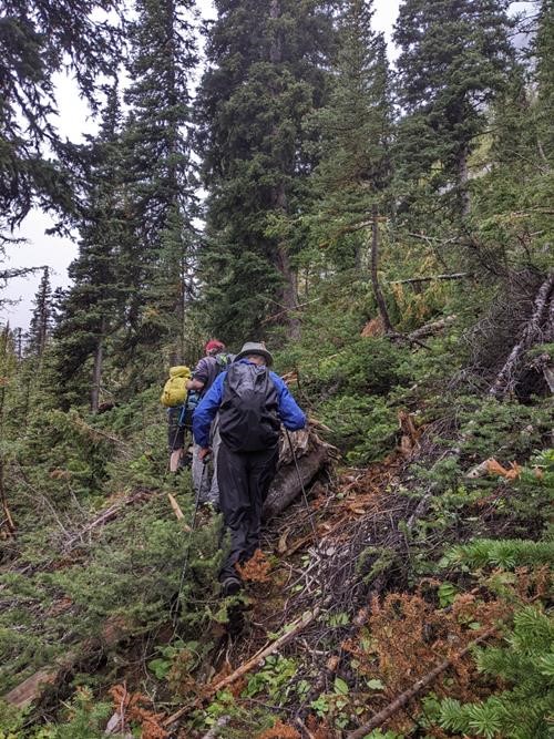Making our way through avalance debris