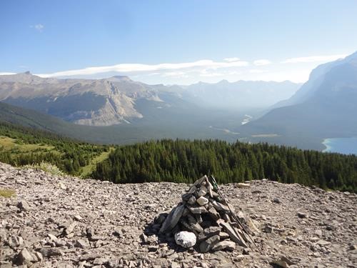 Pinto Lake and view west from Sunset Pass, Alberta