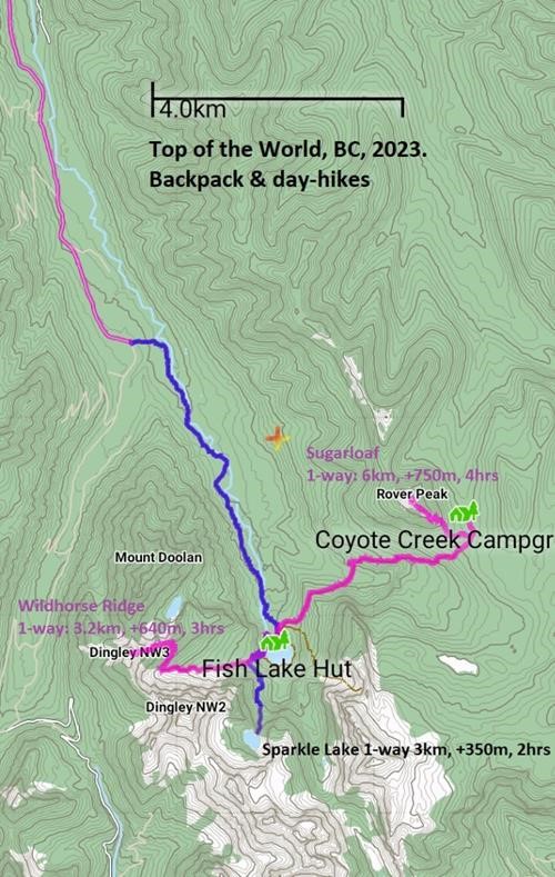Top of the World Provincial Park BC: Some possible day hikes