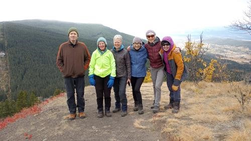 Jim Christine Margo Shirley Inge Jeannette on top of Eagle hill 