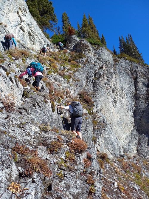 A break in the cliff allows for easy access 