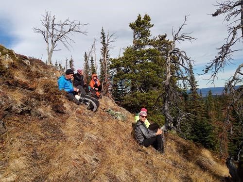 Lunch on the windless side of the pointy peak