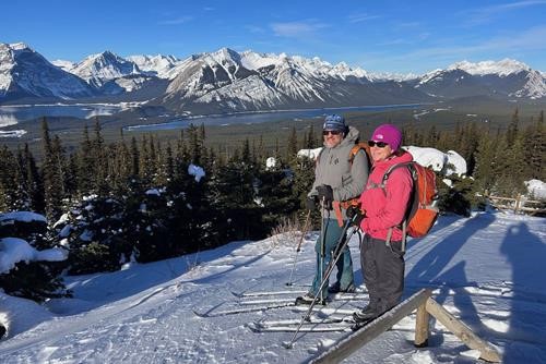 Gord and Jennie (and Carl's shadow) at Kananaskis Lookout