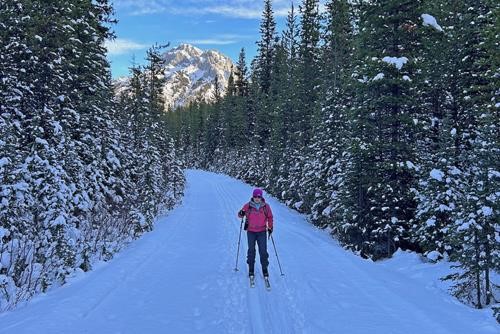 Jennie on Pocaterra Trail (Gap mtn in bkg)