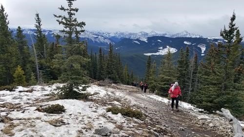 The team ascending the ridge
