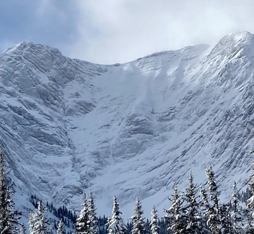 End of the first avalanche off Mt Fox