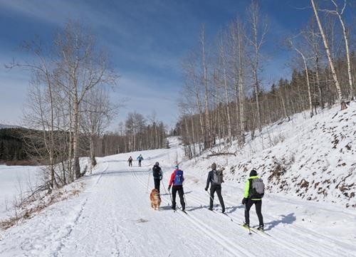 Starting off on Mountain Road with good tracksetting and cold snow. 