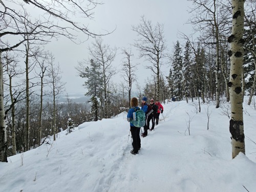 As we hoped with a later start, a few hikers had broken the trail for us. There was more snow than expected!