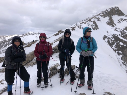 Ramblers on the col below Ha Ling peak