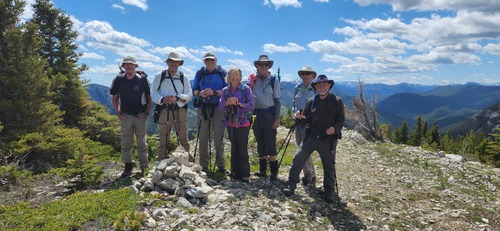 Group (minus Barb BJ) at high point on ridge