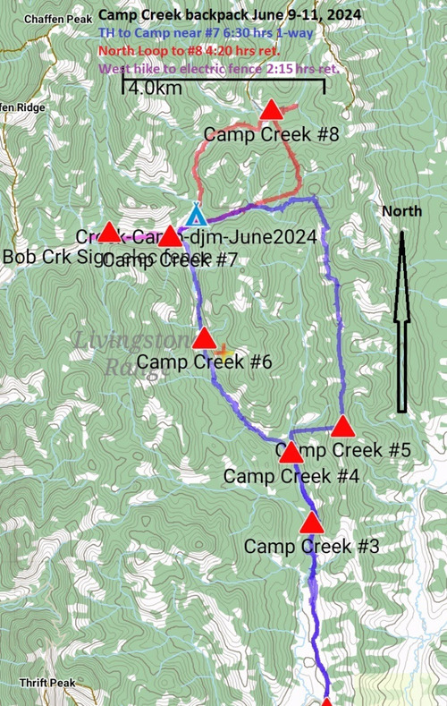 Screen Shot (map) of Camp Creek area in the Bob Creek Wildland 150 km south of Calgary. 