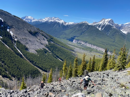 Up the boulder field