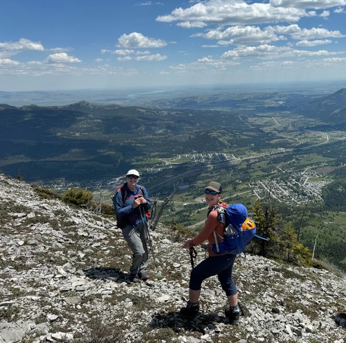 Teresa and Tina enjoying one of the limited flat spots