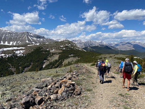 Leaving the lookout to go to our next hill (in the centre of the photo)