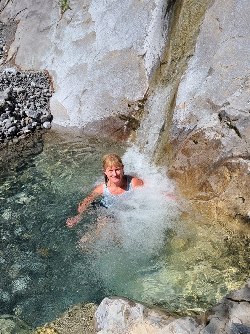 Coordinator could not coax the others to dip more than feet. I'm told this is a Rambler "aquabelle" moment.