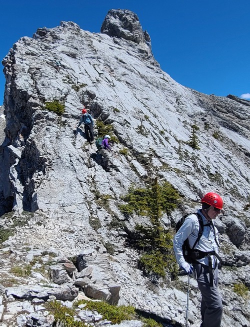 Descending one of many steep slab sections