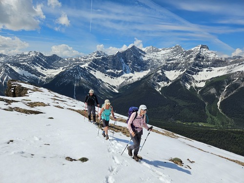 Shirley, Pam and Josef on the upper section of the ridge
