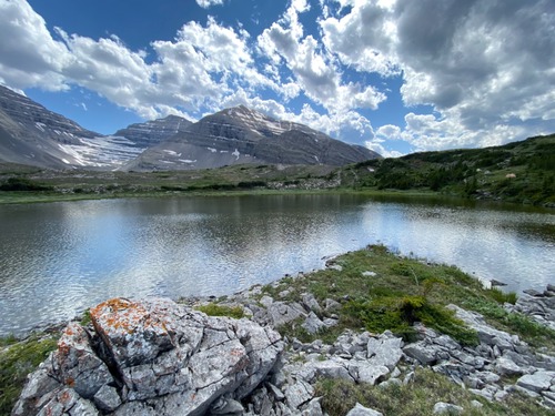 Tarn with tents at upper right