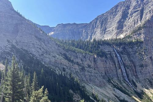 Crypt Lake bowl, the tunnel at the left 