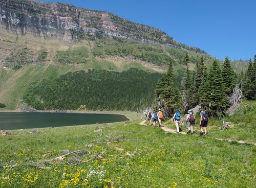 Passing by Forum Lake on the way to the ridge above.