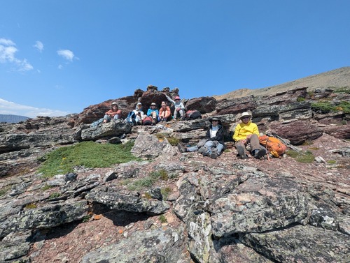 Sheltering from the wind, just short of the top of the ridge