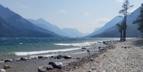 White caps on Waterton Lake. Peak wind gust measured at 92 km/hr.