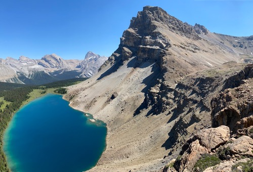Upper Fish Lake (campground is near upper left shore) with Minnow Peak above