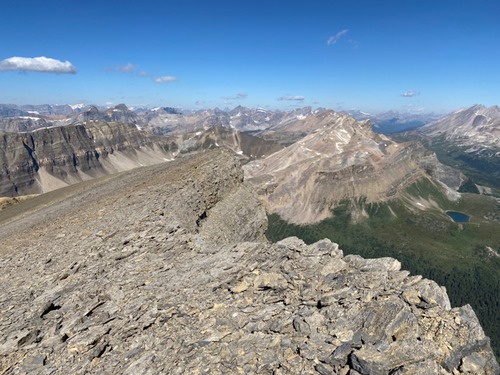 View north from summit. I counted 32 visible glaciers in a 180 degree view west.