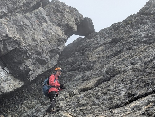 Tatyana ready to navigate the climb to the chockstone