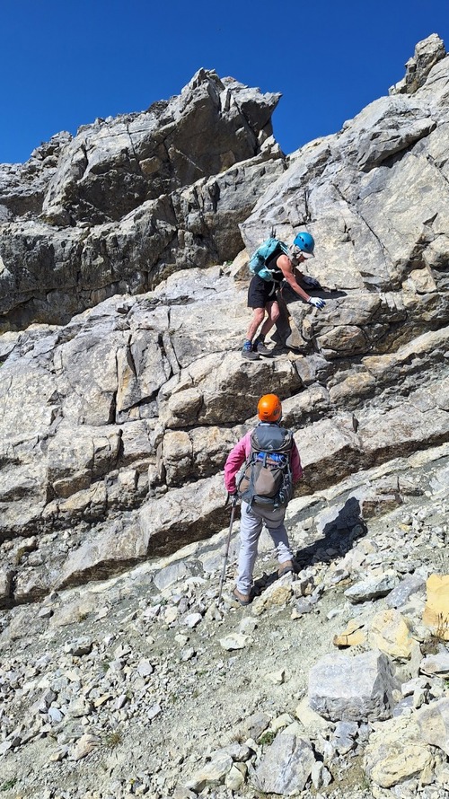 Pam descending the crux