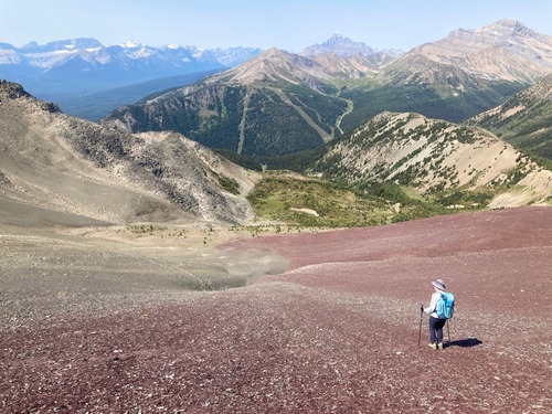 Start of the scree run (steeper than it looks) with Wolverine Ridge on the right