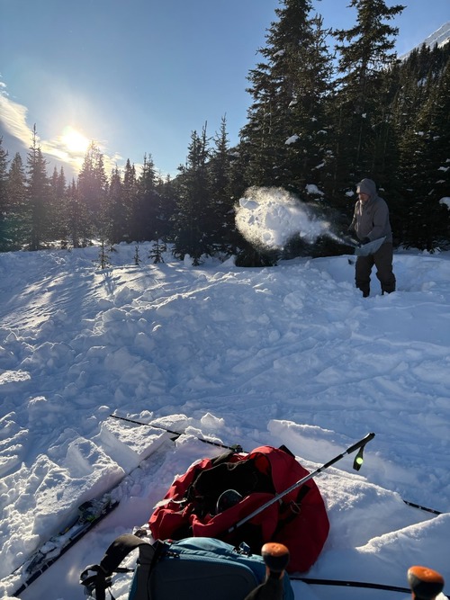 Avy Practice at Highwood Pass - Hiding the Probe Target