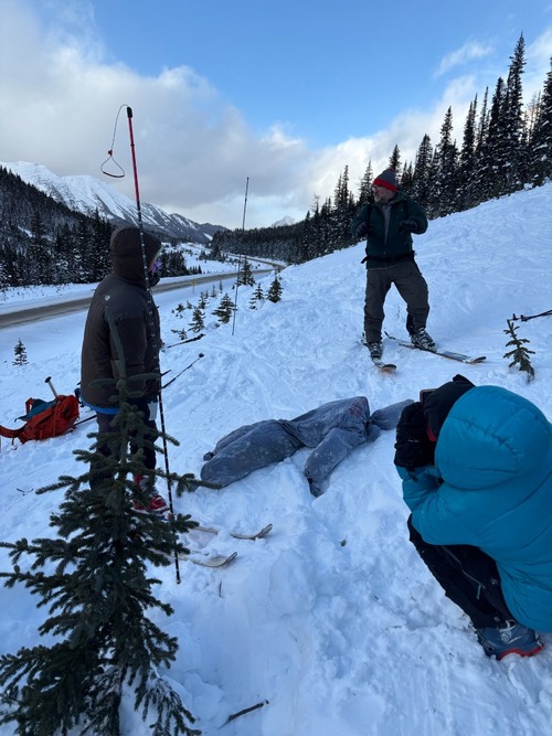 Avy Practice at Highwood Pass - Many was found around a tree