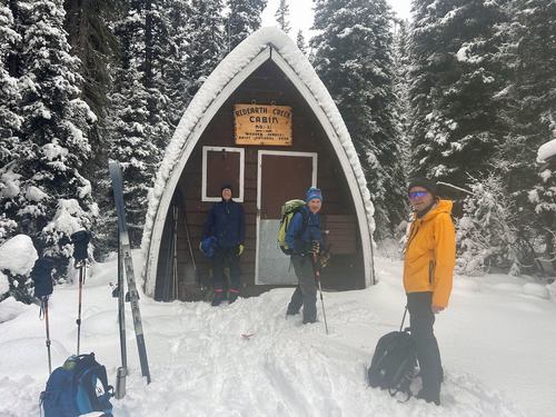 Mike, Clifton and Damian at the warden cabin near the Pharaoh/Redearth confluence 