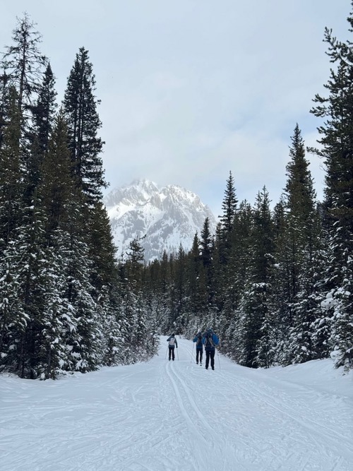 Heading down Pocaterra, Gap Mtn in bkg - photo from Tina