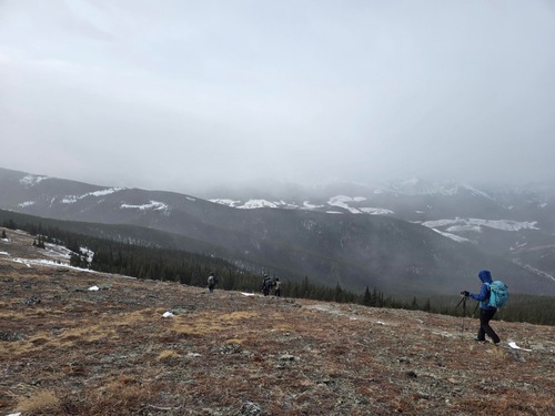 Continuing along the ridge in strong wind 