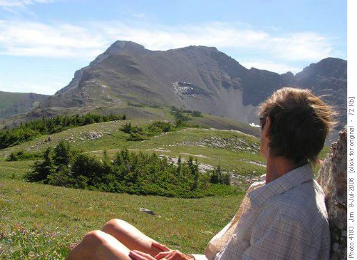 Margaret admires the view of Mount Muir from Patterson Point Margaret admires the view of Mount Muir from Patterson Point