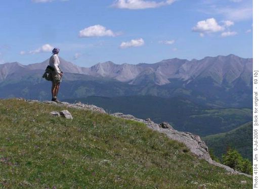 Margaret gazes east towards the Highwood Range Margaret gazes east towards the Highwood Range