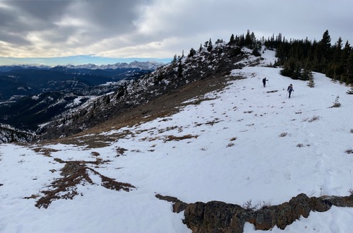 The snow was no more than boot deep but made for hard work!