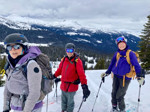 Ramblers pause in Miner's Basin view N to Park Bowl, N Ridge Dave Henry Feb 2025