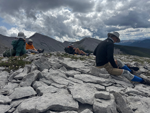 Lunch at the end of the ridge with Moose ridges in the background