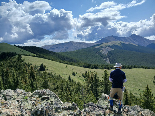 View of ridge to third and fourth peaks with Moose Mt in the distance