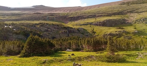 Spionkop Ridge above Narrow Creek lake's campsite. 