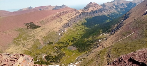 Yarrow Creek basin from col between Spionkop Ridge and Mt. Newman, SW of Pincher Creek