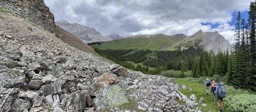 All of Brock's ridge and summit (pointy bit just right of the brownish peak) is visible here