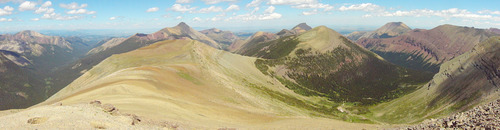 Panoramic View from near the summit of Victoria Ridge. Shell gas plant just visible in a "V" top middle right. 