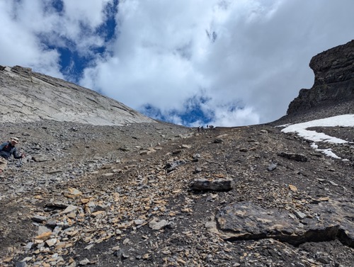 Descending the backside of the col on scree