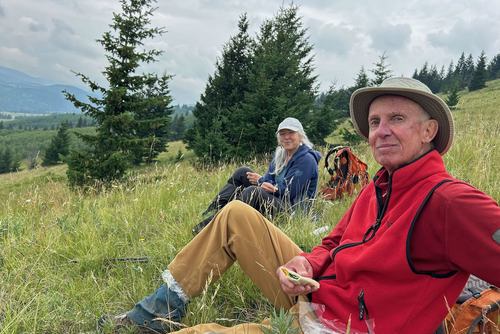 Lunch on the grassy slope