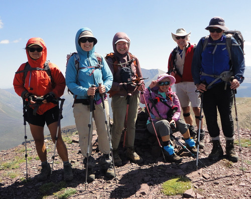 Ramblers on the highest bump of Akamina Ridge, BC, near Waterton Park