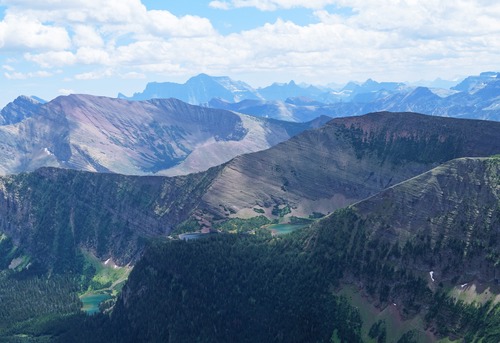 All three Rowe Lakes sparkle in the distance.